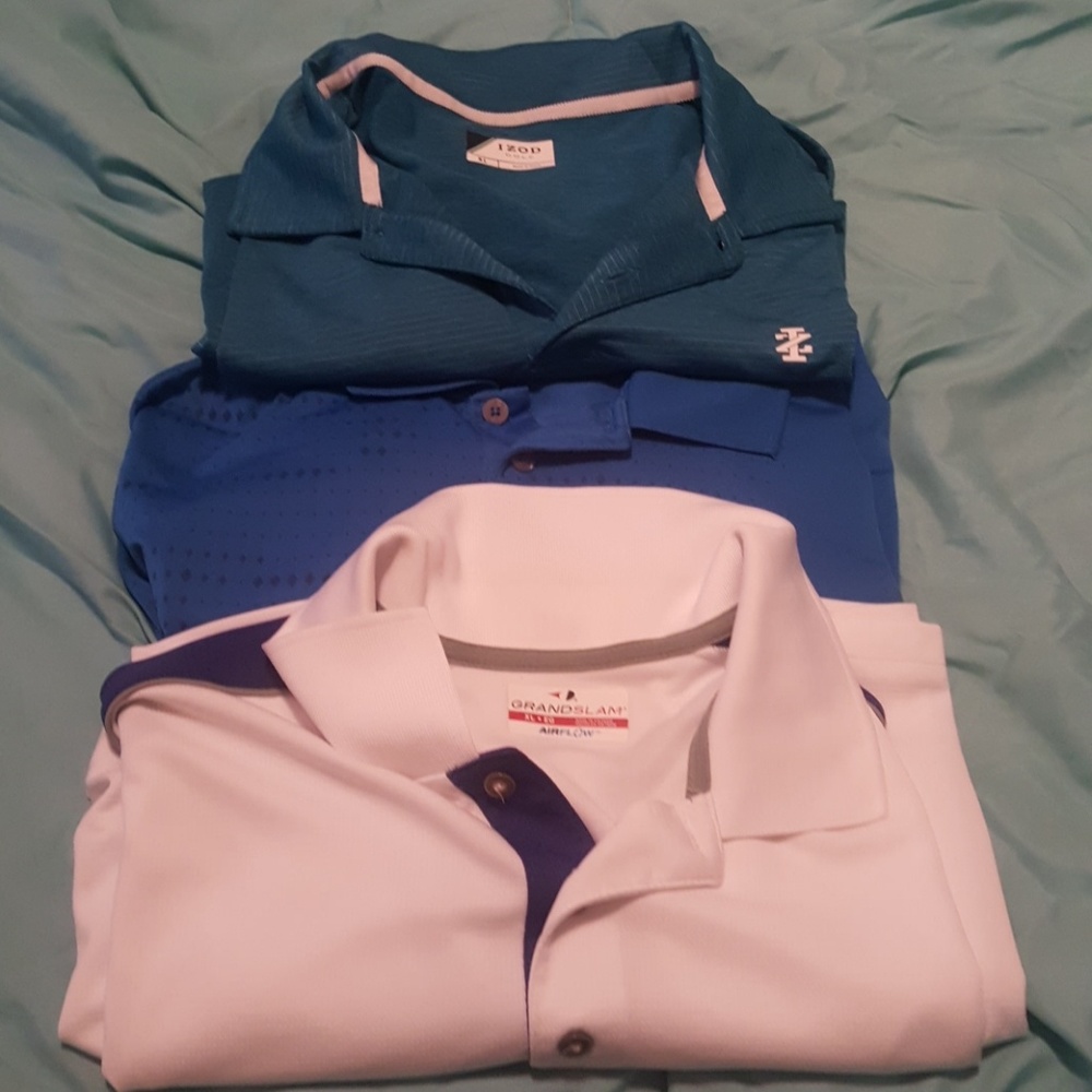 Dry fit golf shirts.